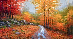 La Caida de la Hoja by Miguel Peidro - Original Painting on Stretched Canvas sized 36x20 inches. Available from Whitewall Galleries